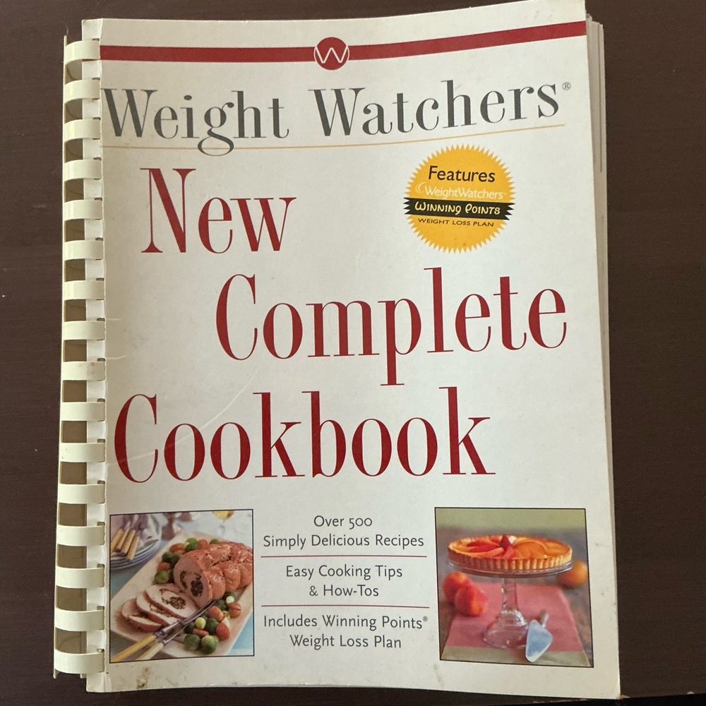 Weight Watchers Recipe Book with Blue and Brown Accents